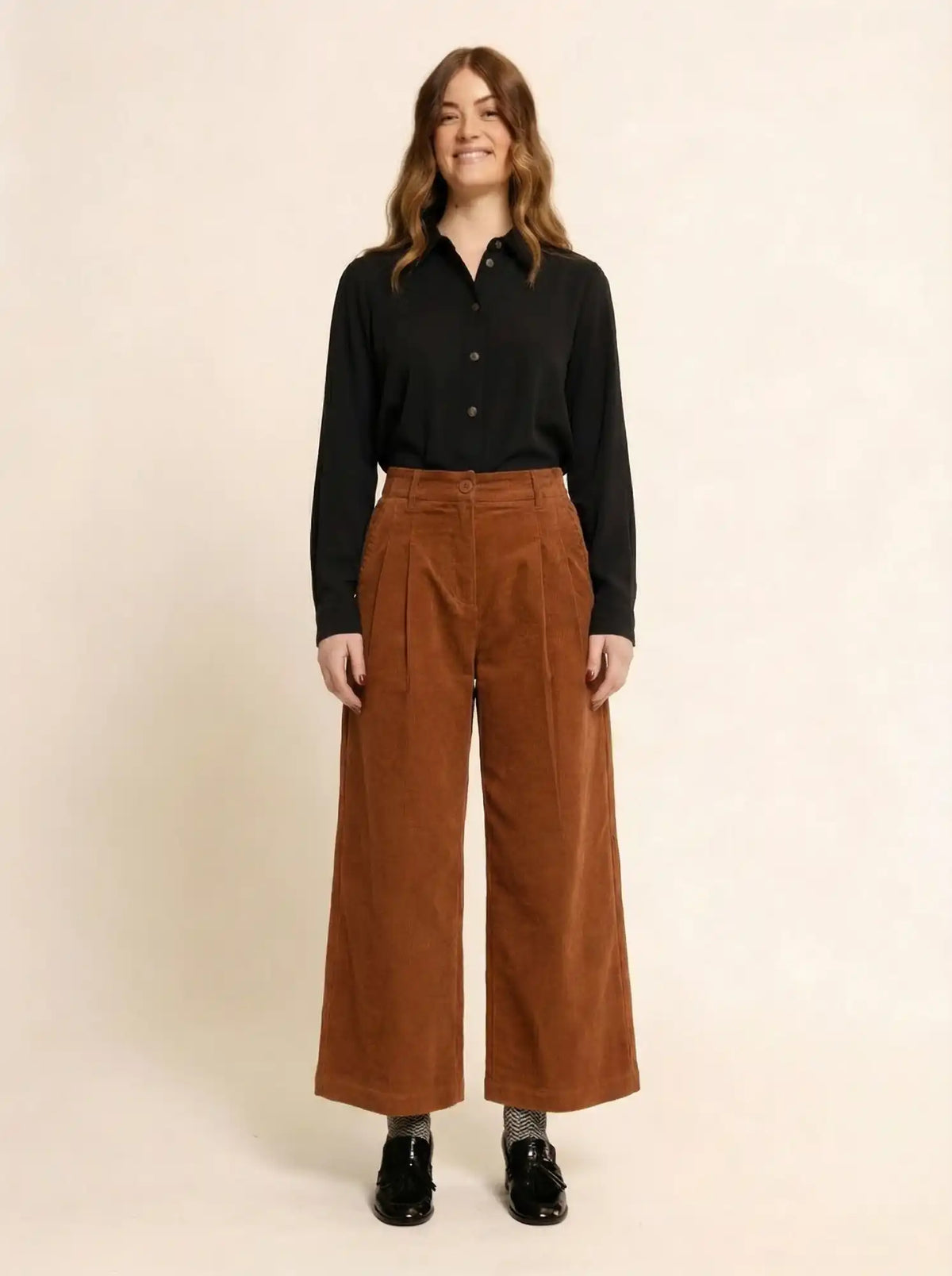 Fine-wale brown corduroy trousers