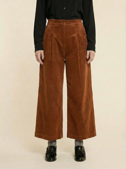 Fine-wale brown corduroy trousers