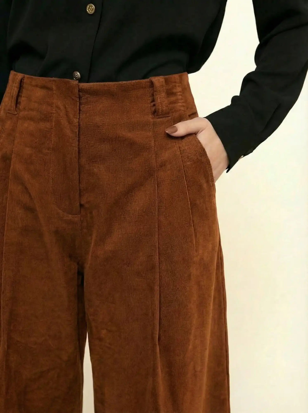 Fine-wale brown corduroy trousers
