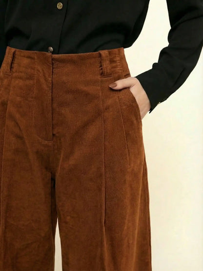 Fine-wale brown corduroy trousers