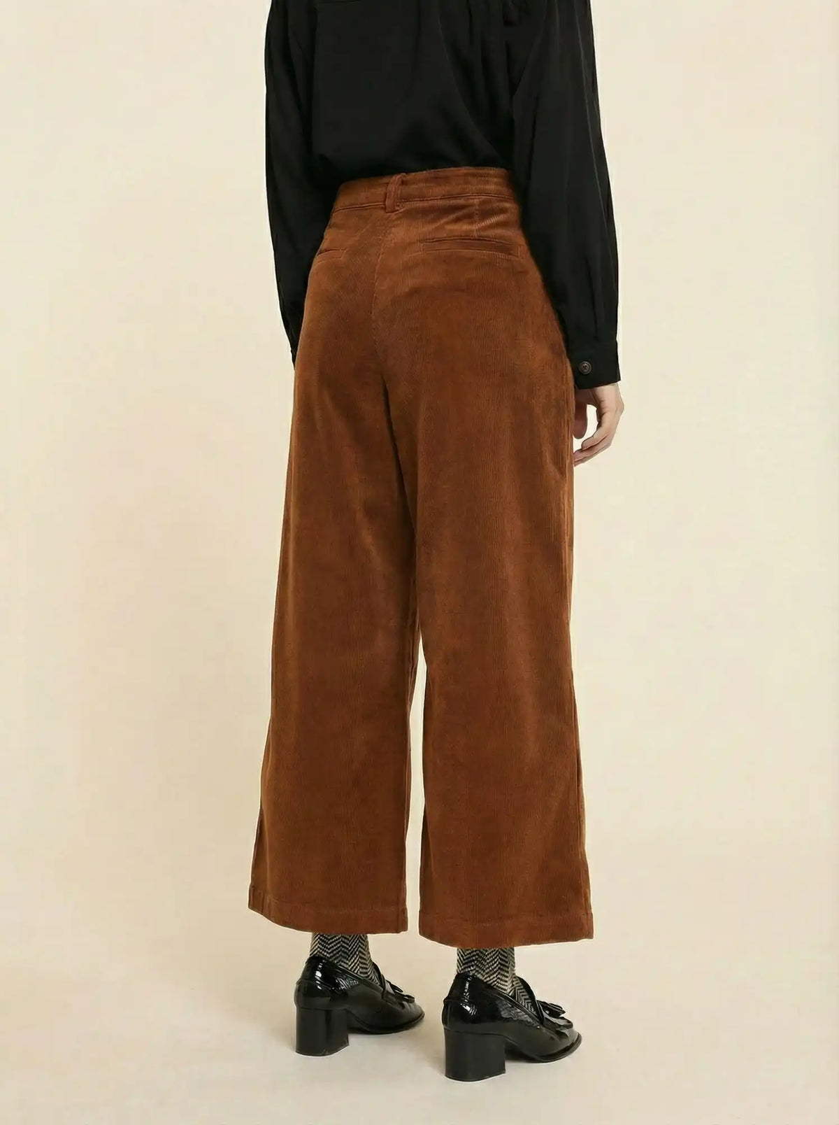 Fine-wale brown corduroy trousers