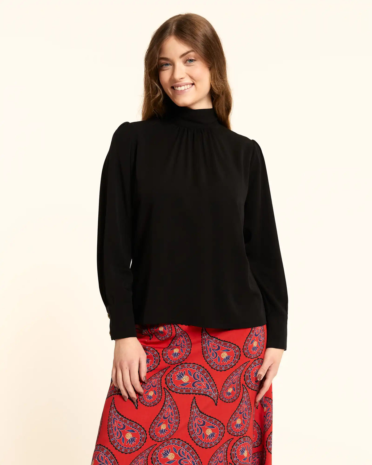 Rita Black High-Neck Blouse