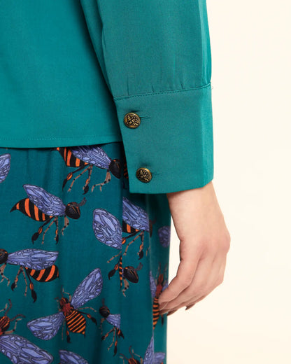 Rita Green High-Neck Blouse