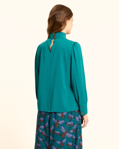 Rita Green High-Neck Blouse