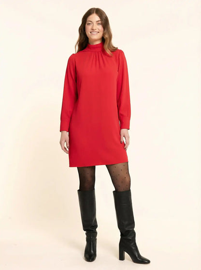 Red High-Neck Dress