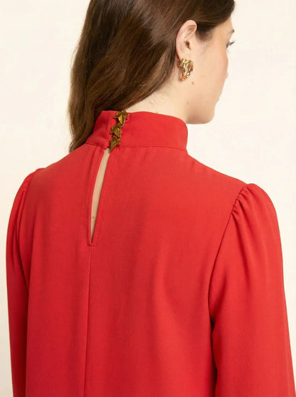 Red High-Neck Dress