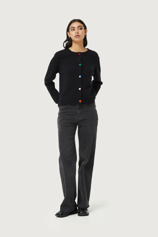 Cardigan with black heart detail