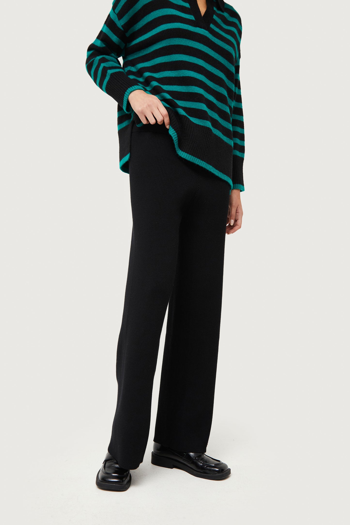 Straight black knit pants