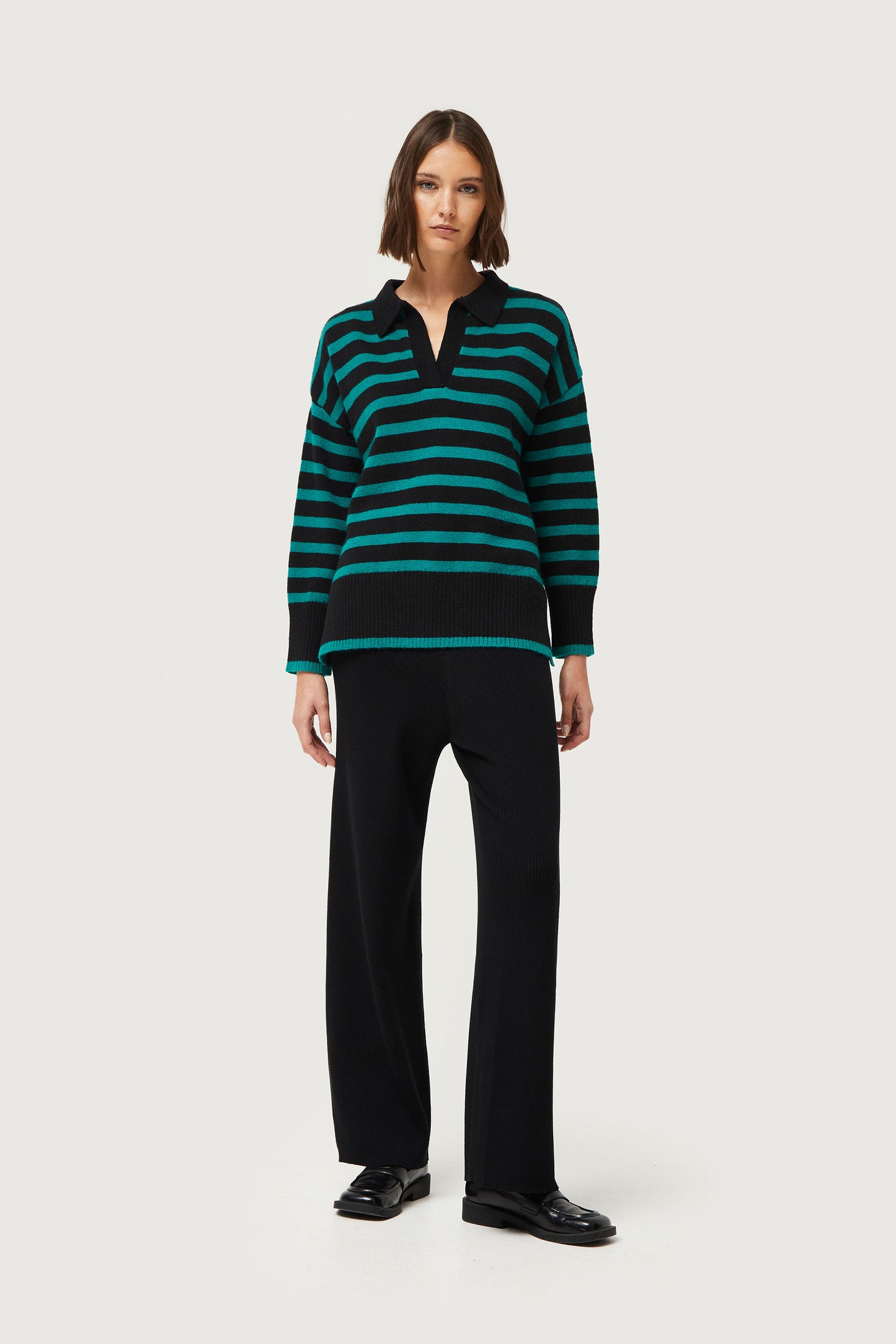 Straight black knit pants