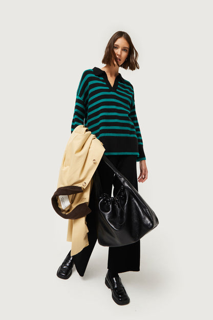 Straight black knit pants
