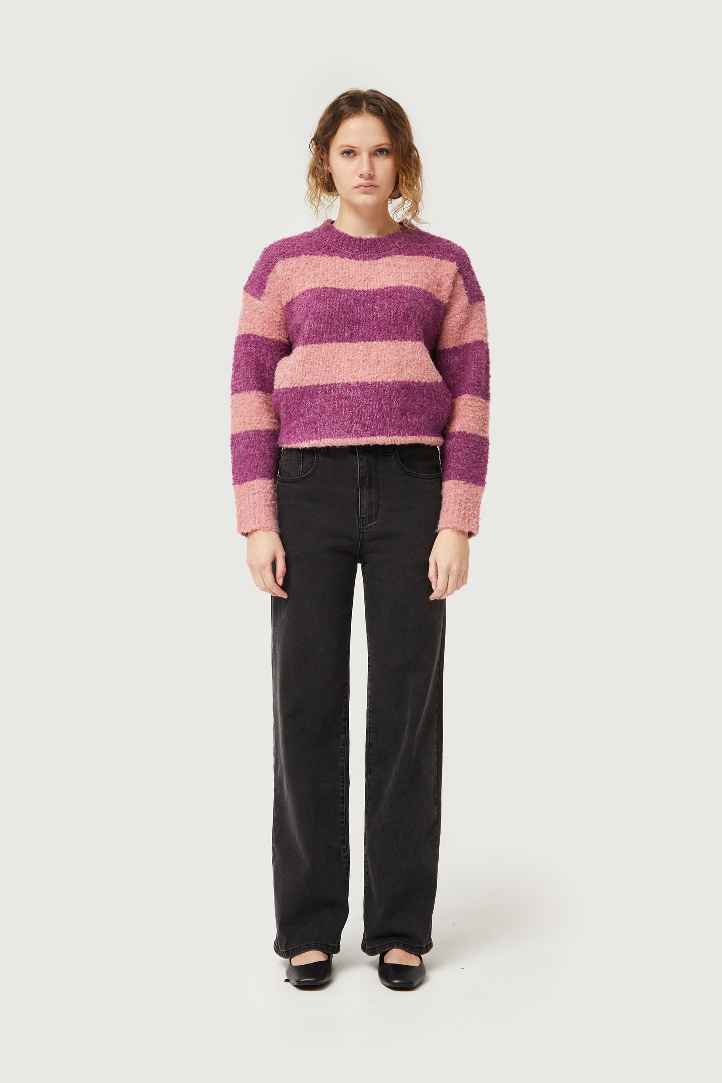 Washed black long straight jeans