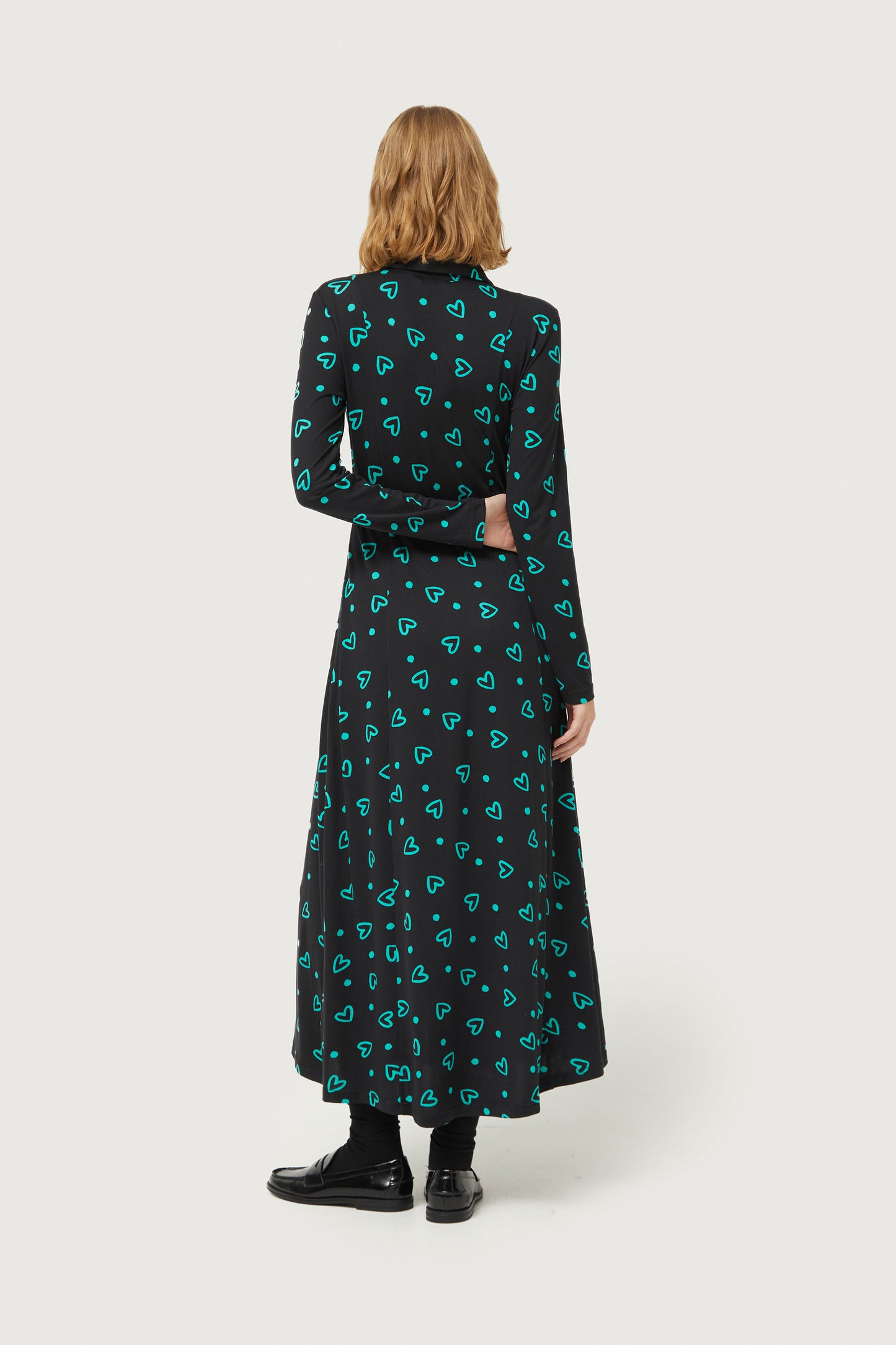 Long shirt dress with green heart print Kalina Concept Store Long shirt dress with green heart print Kalina Concept Store