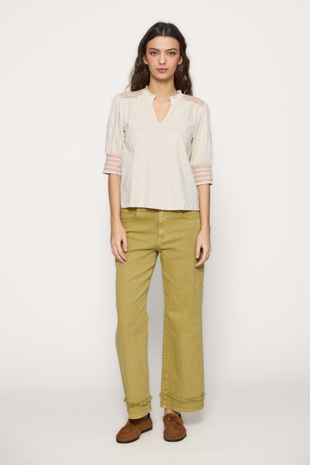 Embroidered trim t-shirt
