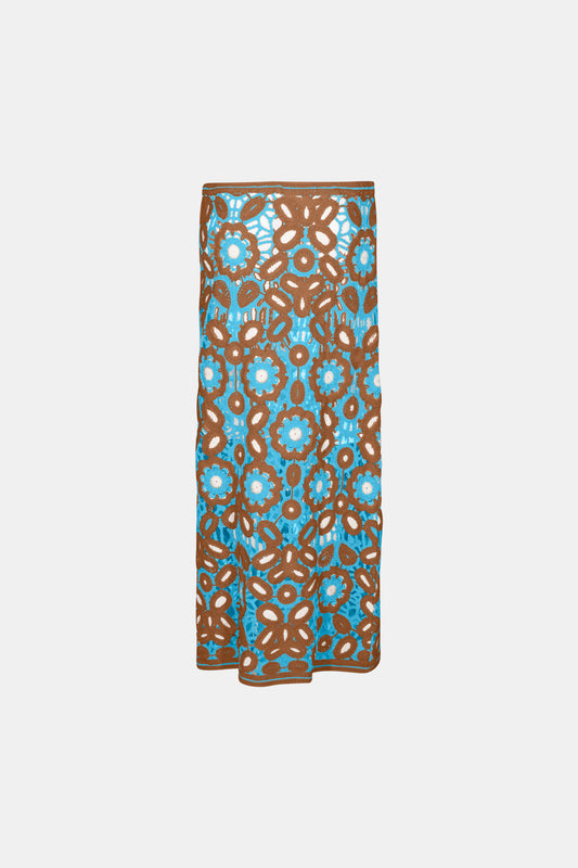 Knitted skirt blue/khaki