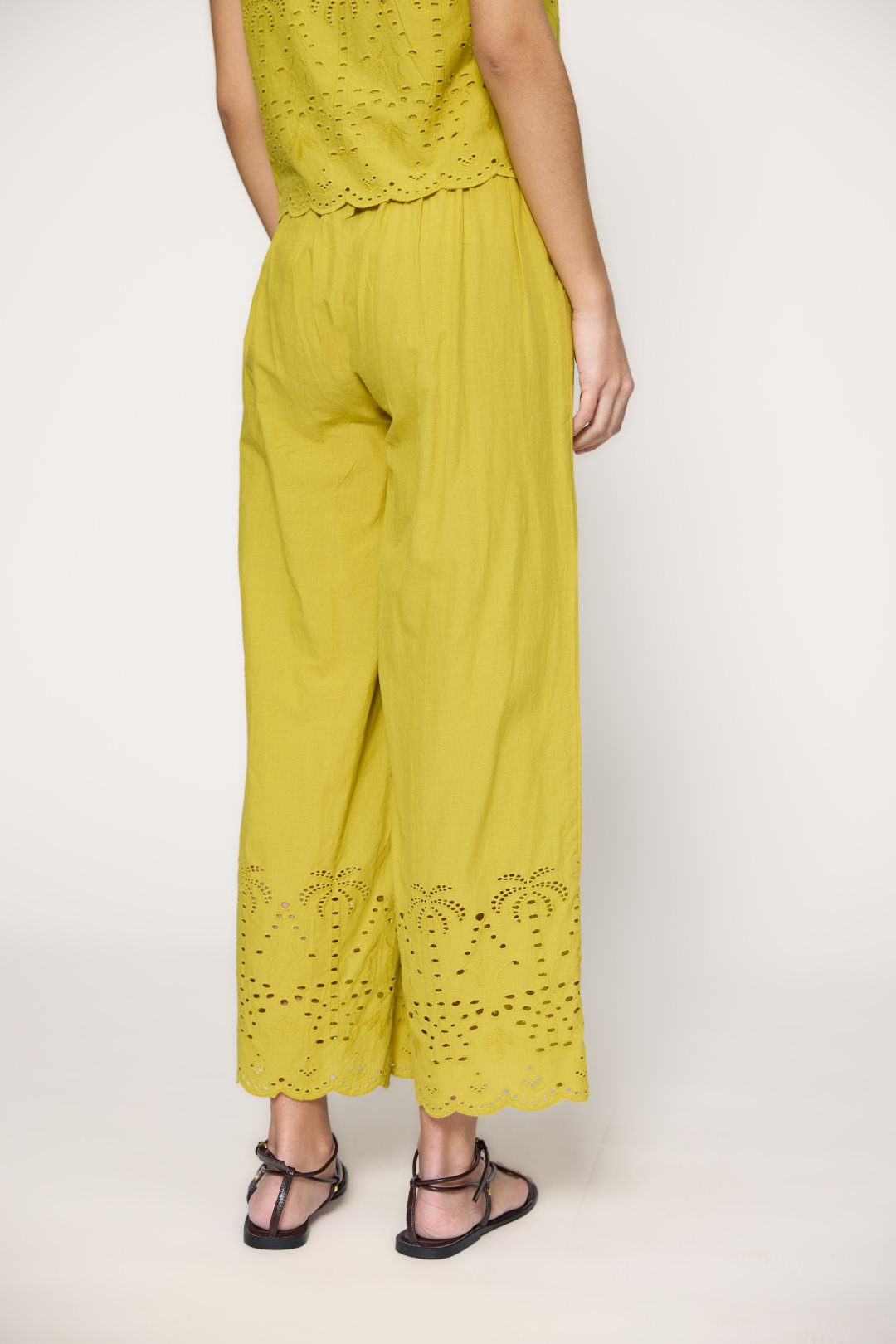Embroidered cotton trousers