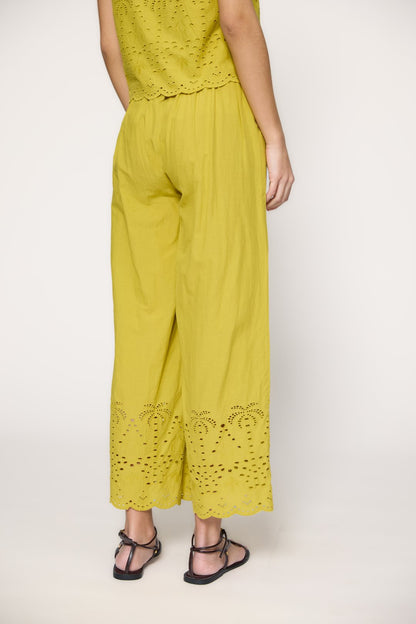 Embroidered cotton trousers