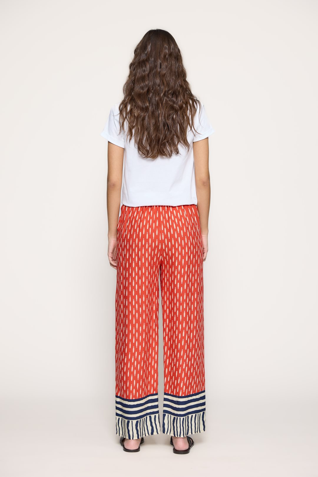Wide-leg viscose trousers with print