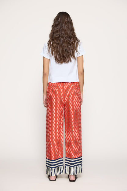 Wide-leg viscose trousers with print