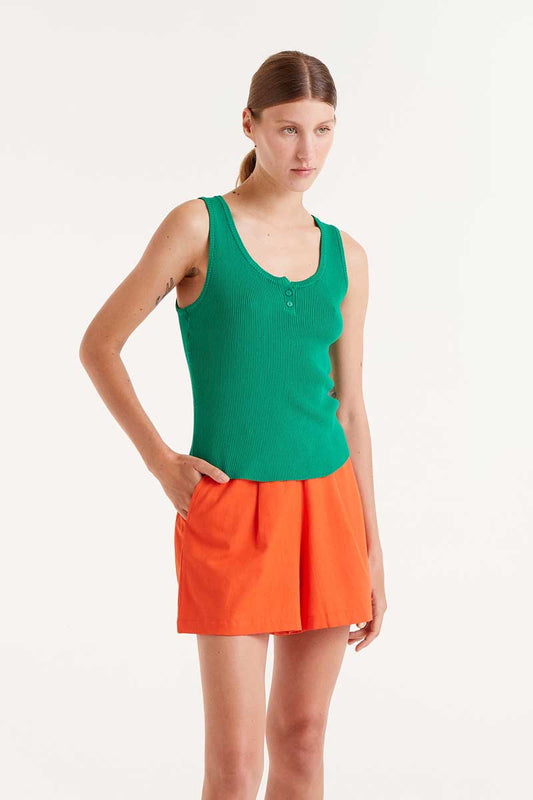 Green button knit top
