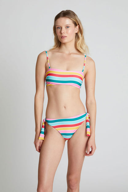 Colour Wave printed straight bikini top