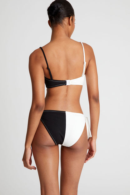Black two-tone straight bikini top