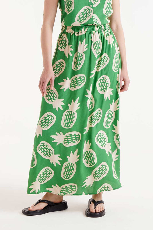 Pineapple print midi skirt