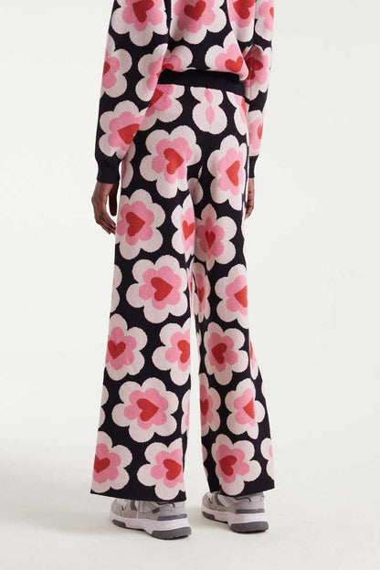 Jacquard knit trousers with SweetHeart print