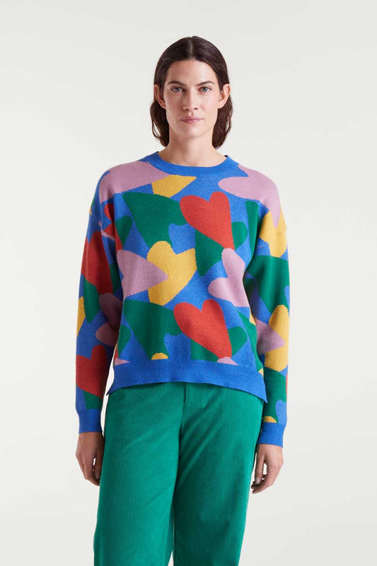 Jacquard knit sweater with cupid print