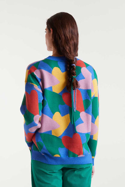 Jacquard knit sweater with cupid print