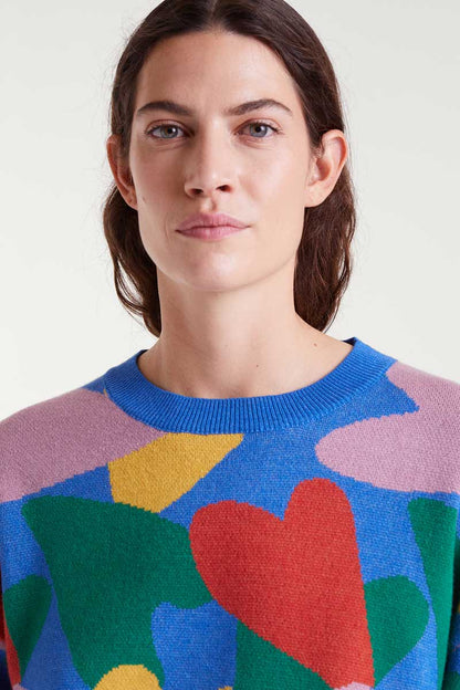 Jacquard knit sweater with cupid print