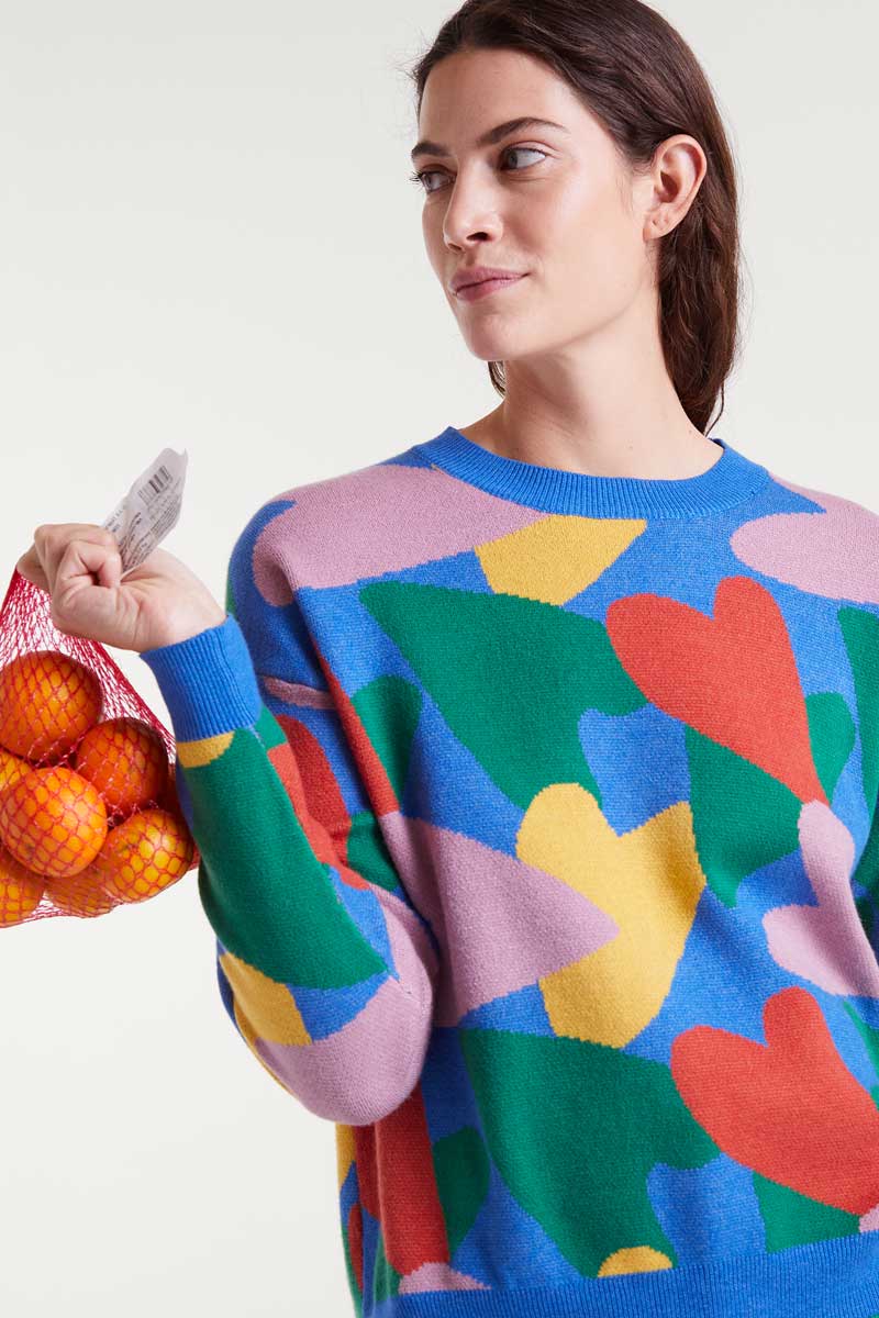 Jacquard knit sweater with cupid print