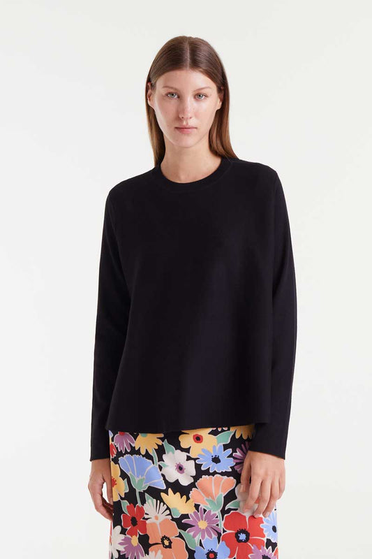 Black flared knit sweater