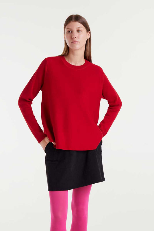Red packaged knitted sweater