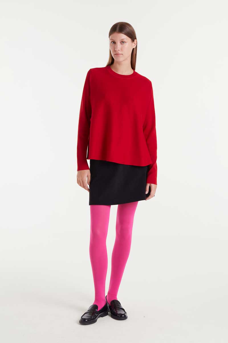 Red packaged knitted sweater