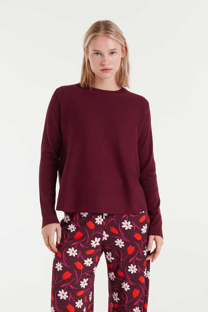 Burgundy packaged knit sweater