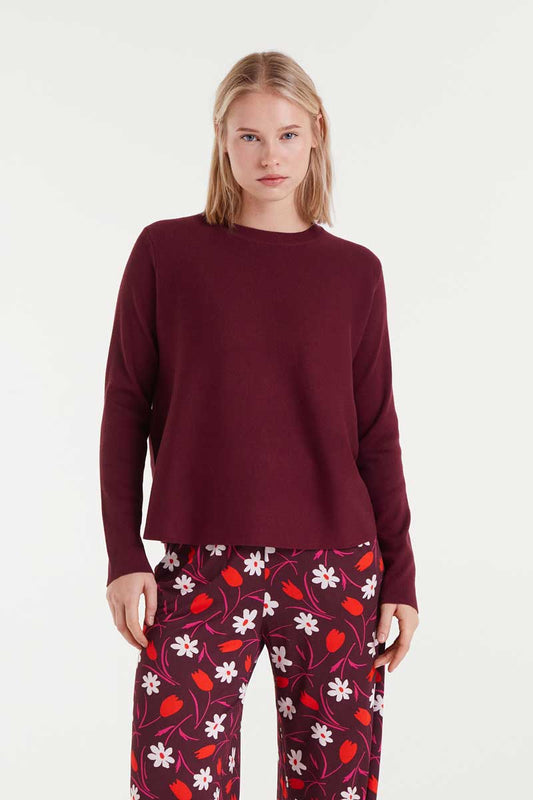 Burgundy packaged knit sweater