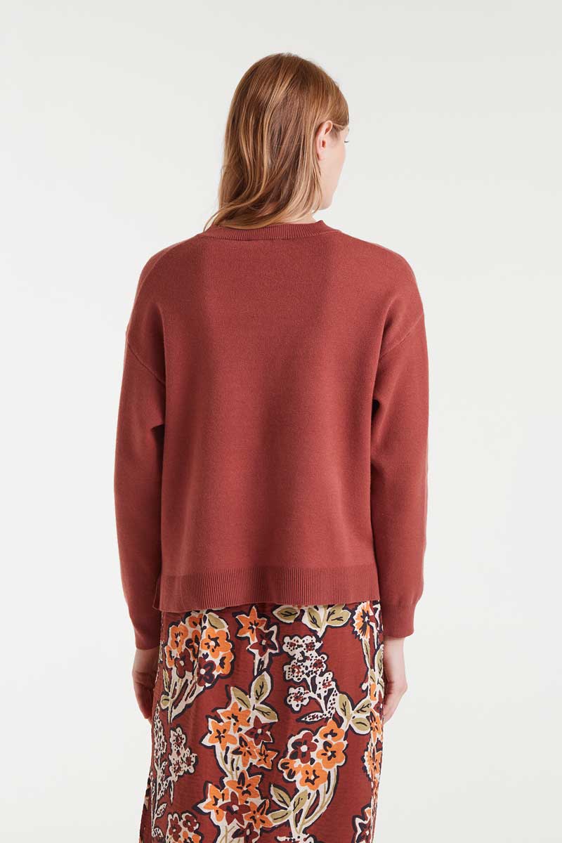 Jacquard knit sweater with bouquet print