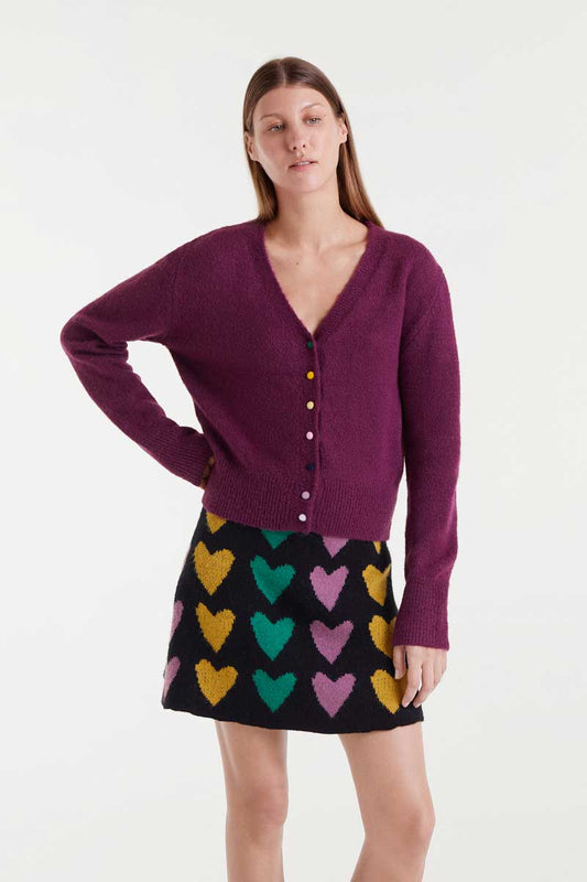 Burgundy knitted cardigan