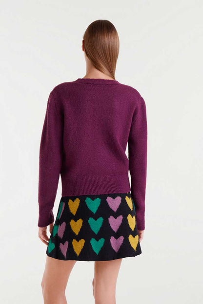 Burgundy knitted cardigan