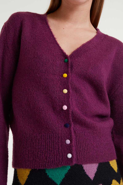 Burgundy knitted cardigan