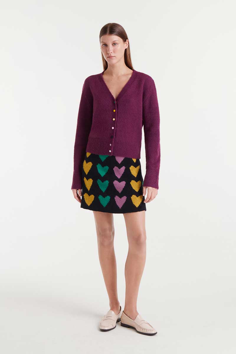 Burgundy knitted cardigan