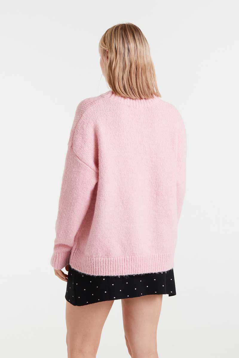 Jacquard knit sweater with Strawberry print