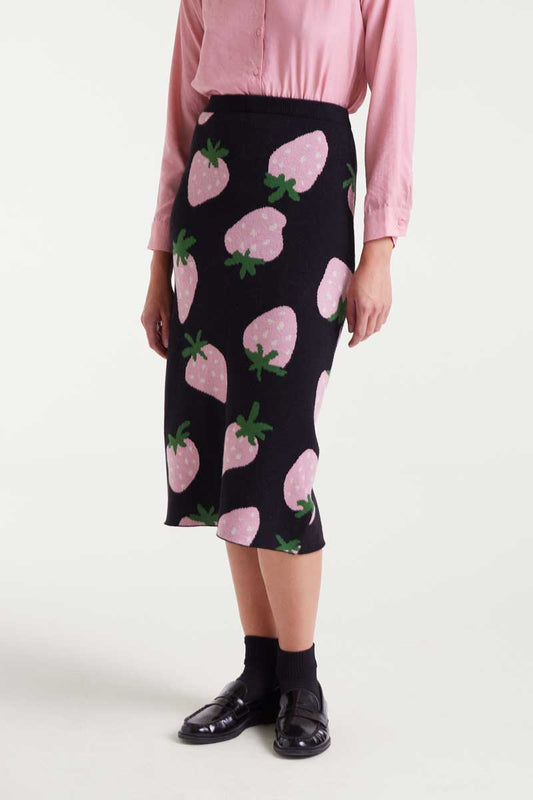Jacquard midi skirt with Morango print