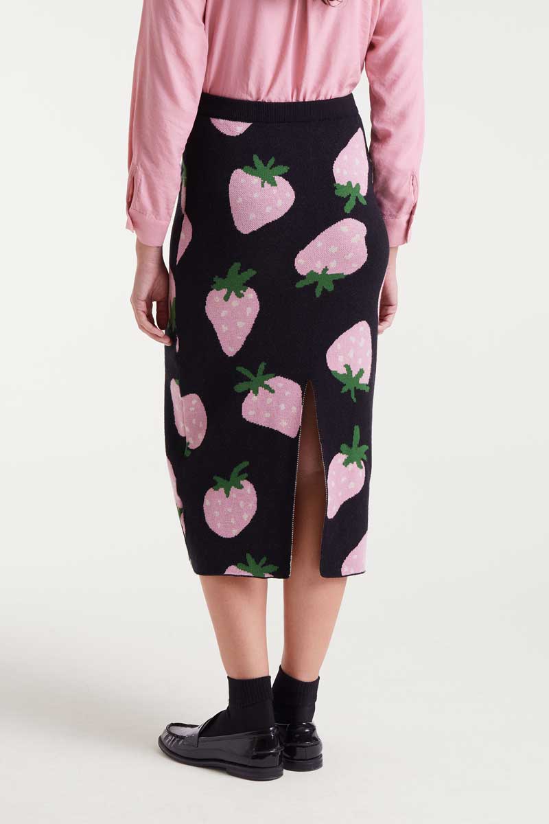 Jacquard midi skirt with Morango print
