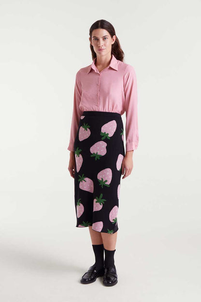 Jacquard midi skirt with Morango print
