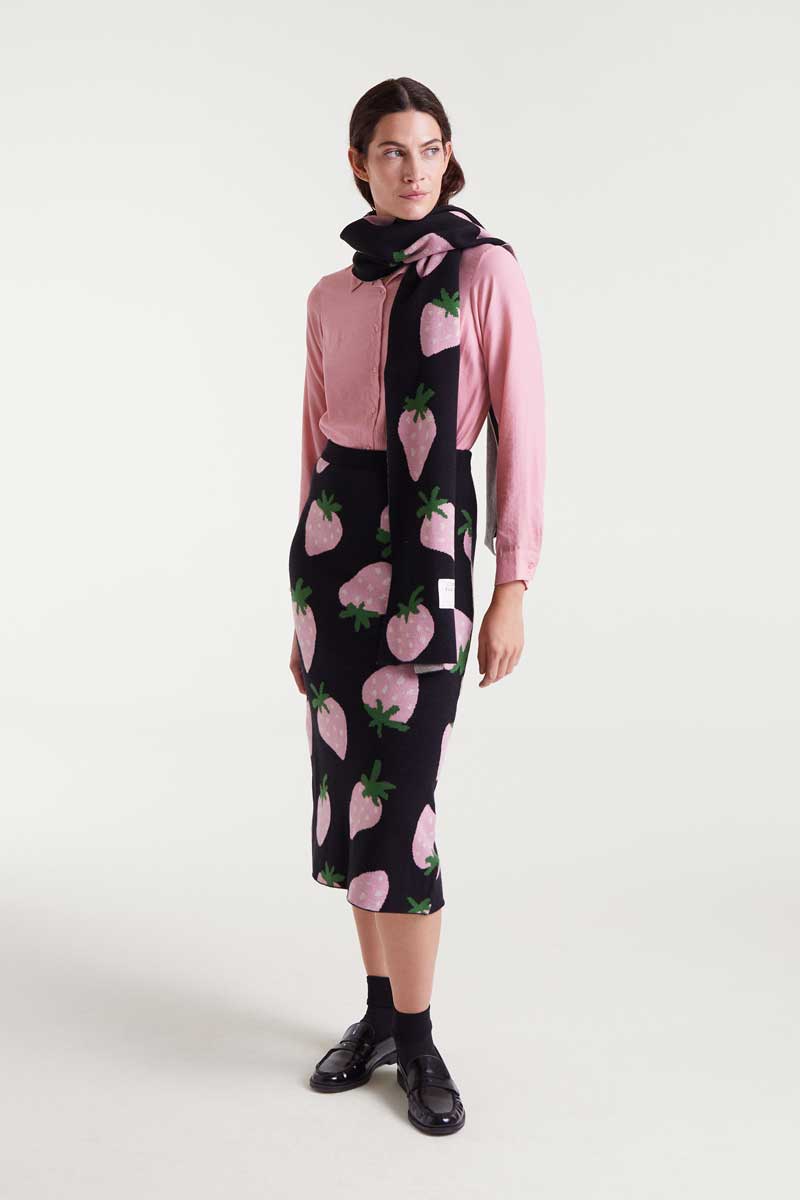 Jacquard midi skirt with Morango print