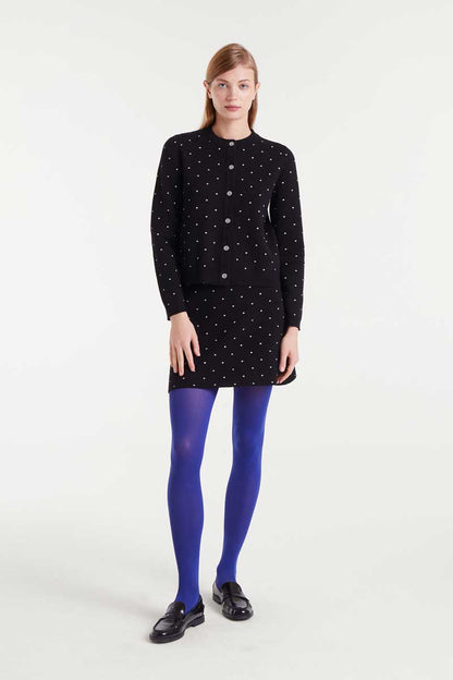 Jacquard cardigan with white mini dots