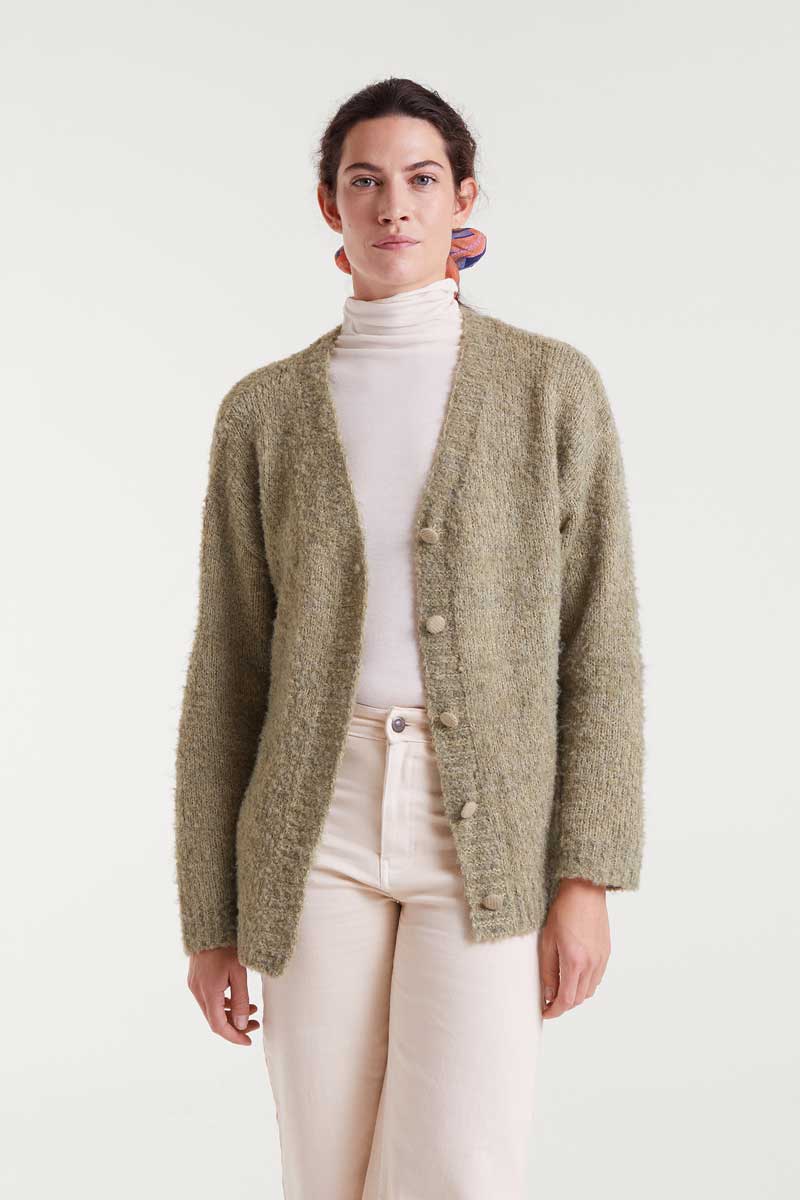 Long green textured jacket