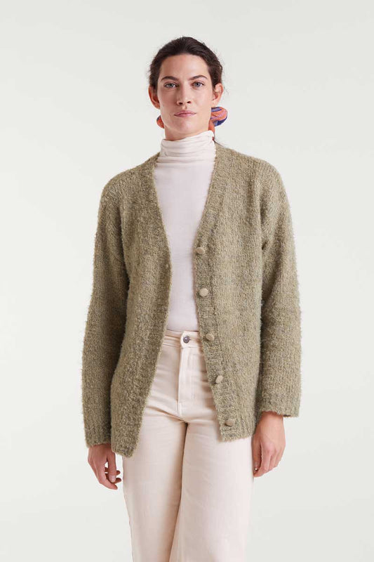 Long green textured jacket