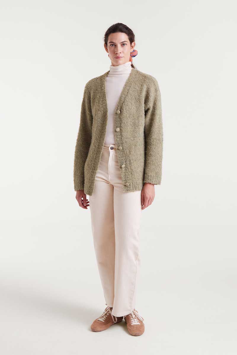 Long green textured jacket